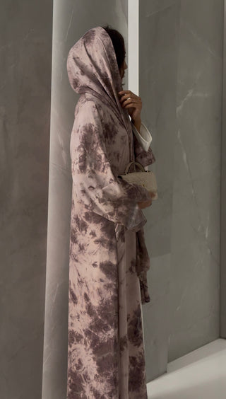 Mauve Marble Print Abaya