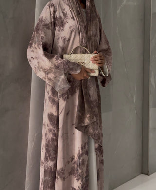 Mauve Marble Print Abaya