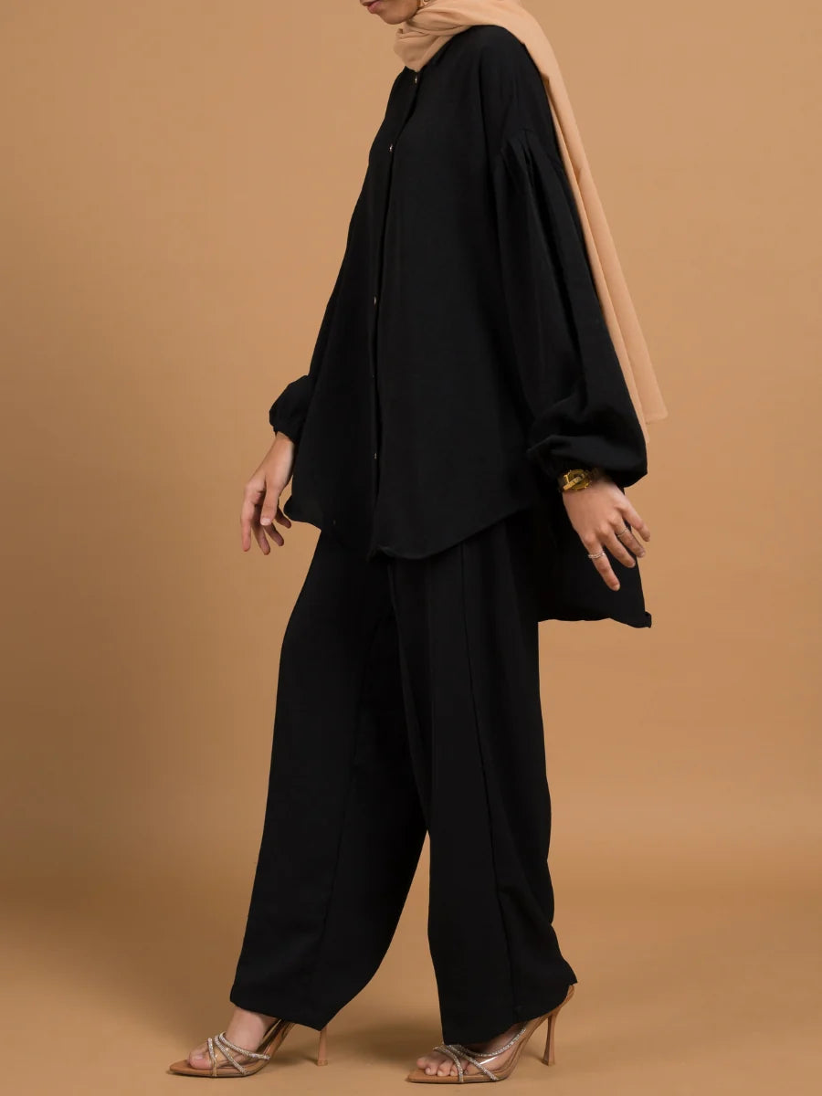 Chic & Modest: All-Black Co-ord Set for Effortless Style