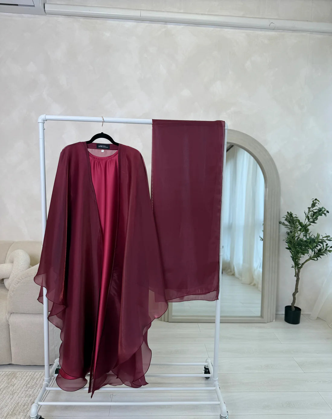 Hana - Kaftan abaya (Burgundy)