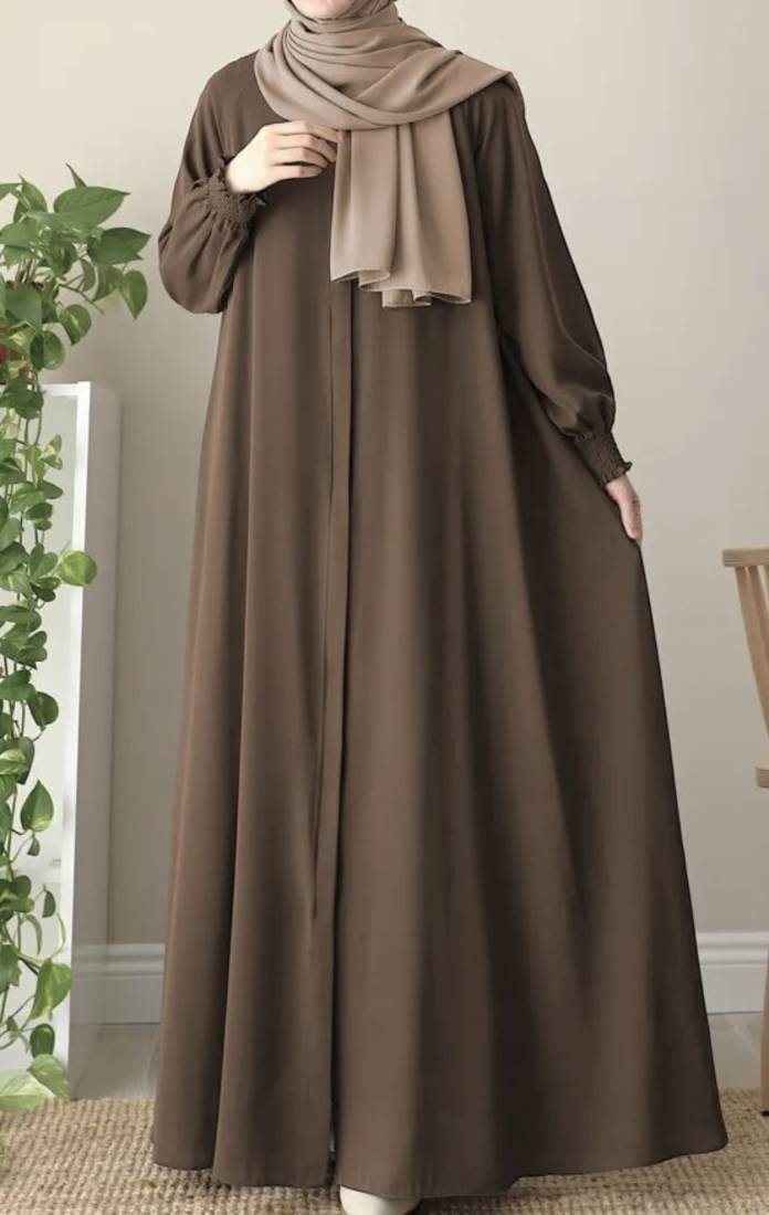 Dark Green Versatile Zipper Abaya with Adjustable Belt