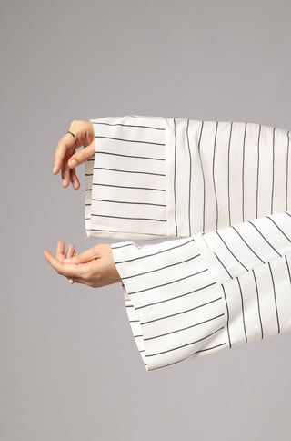 Stripe Shirt Abaya - white
