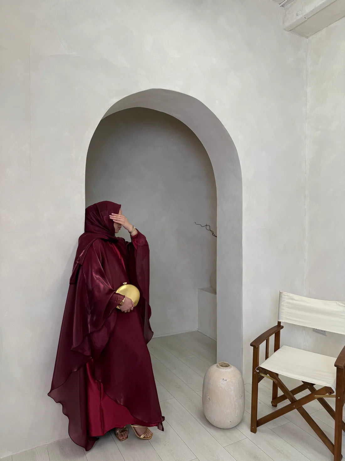 Hana - Kaftan abaya (Burgundy)