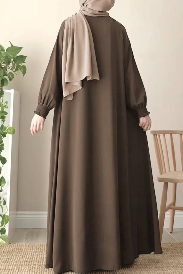 Dark Green Versatile Zipper Abaya with Adjustable Belt