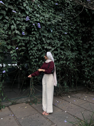 BURGUNDY COLLARED SHIRT & BEIGE TROUSER CO-ORD