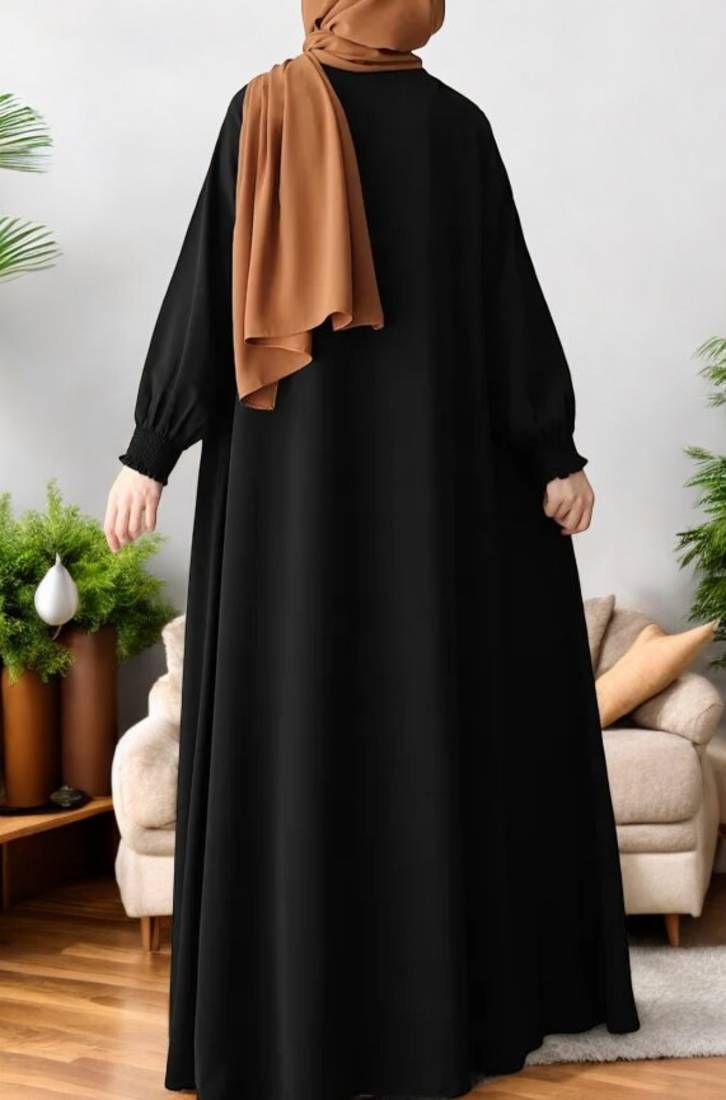 Black Versatile Zipper Abaya with Adjustable Belt