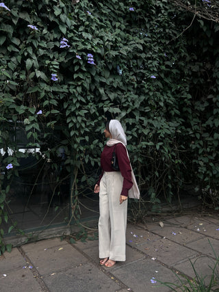 BURGUNDY COLLARED SHIRT & BEIGE TROUSER CO-ORD