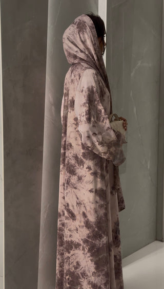 Mauve Marble Print Abaya