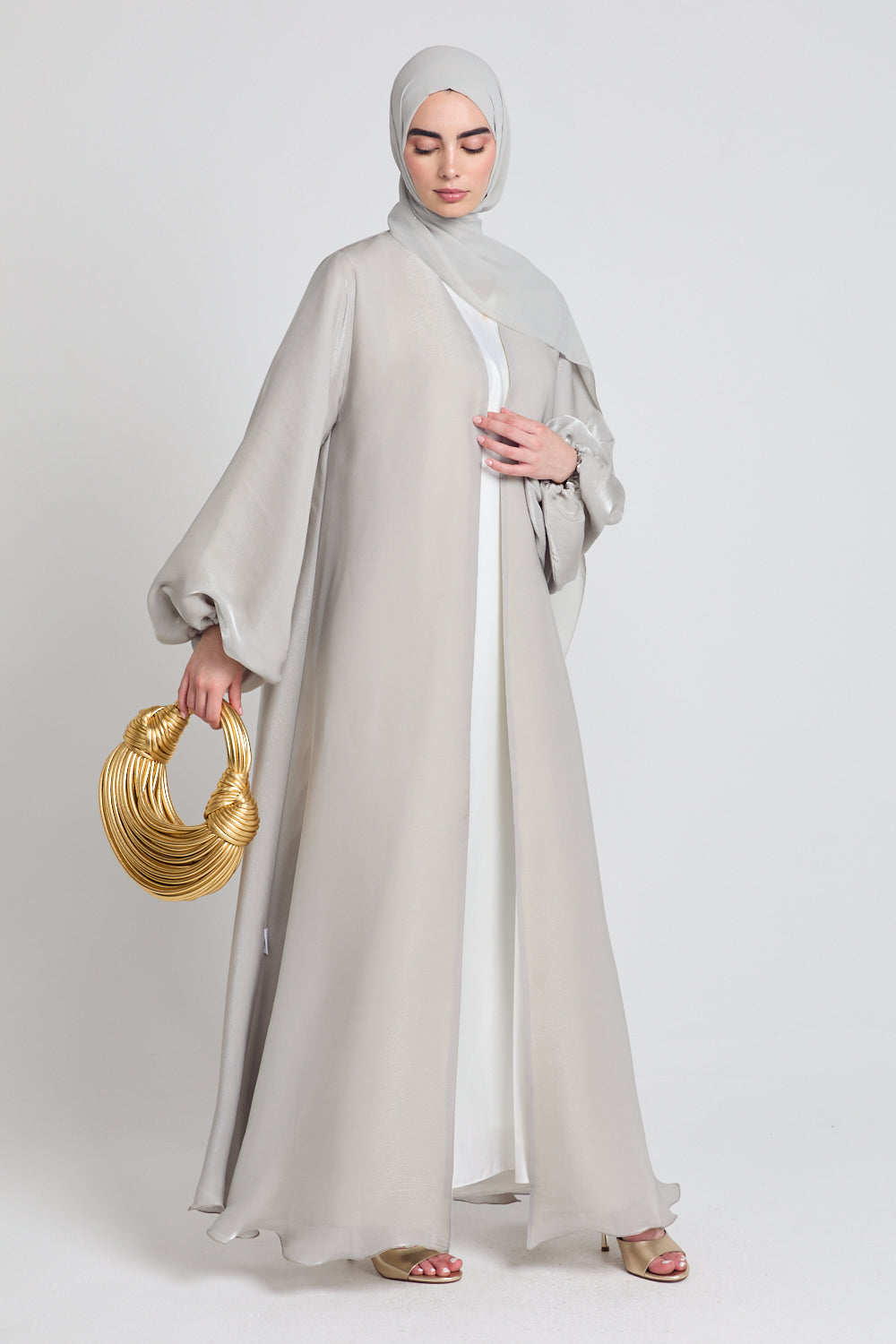 LUXURY MOONLIGHT ORGANZA OPEN ABAYA - MOONLIGHT