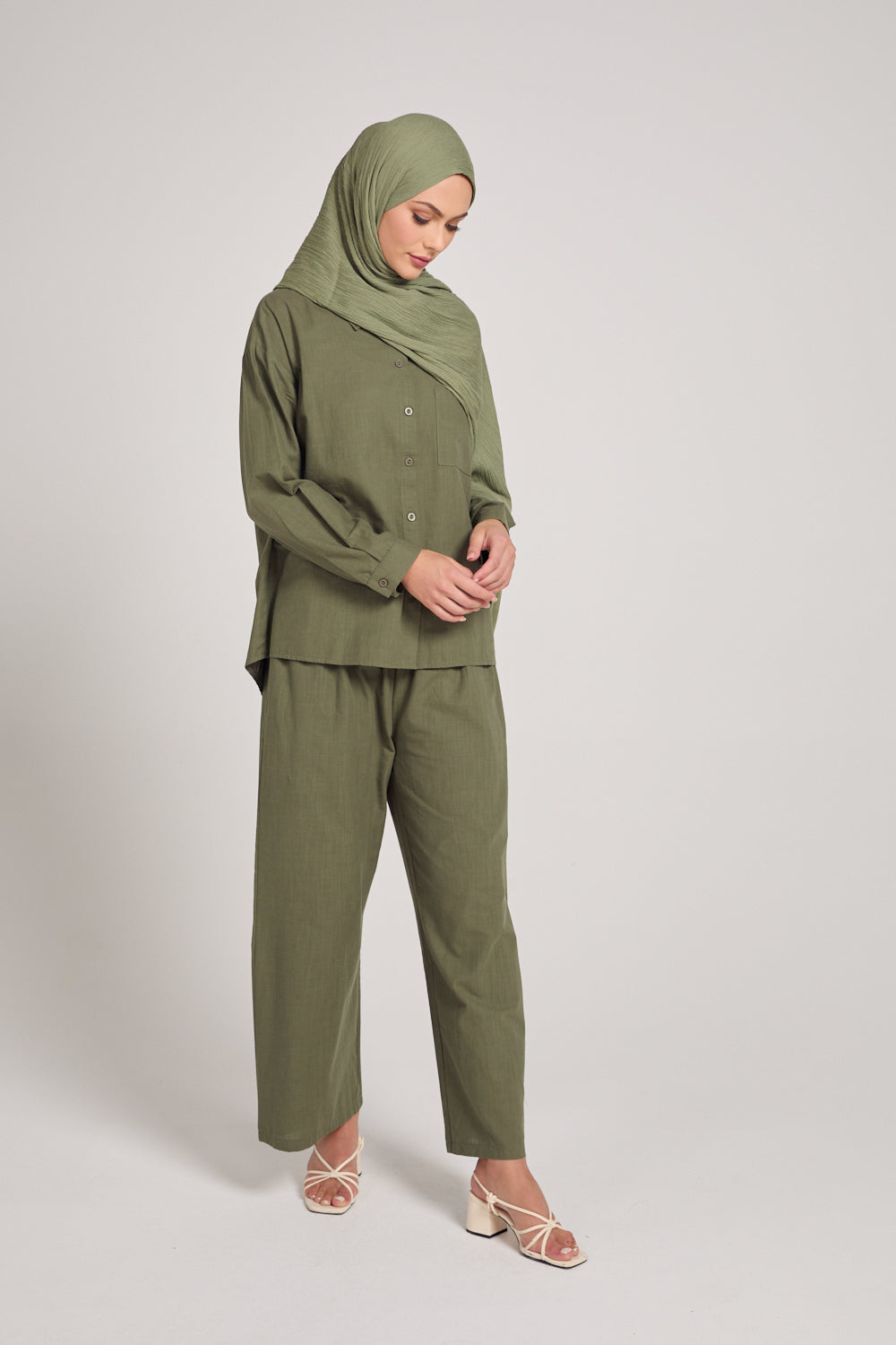 COTTON CO-ORD SET - DUSTY OLIVE