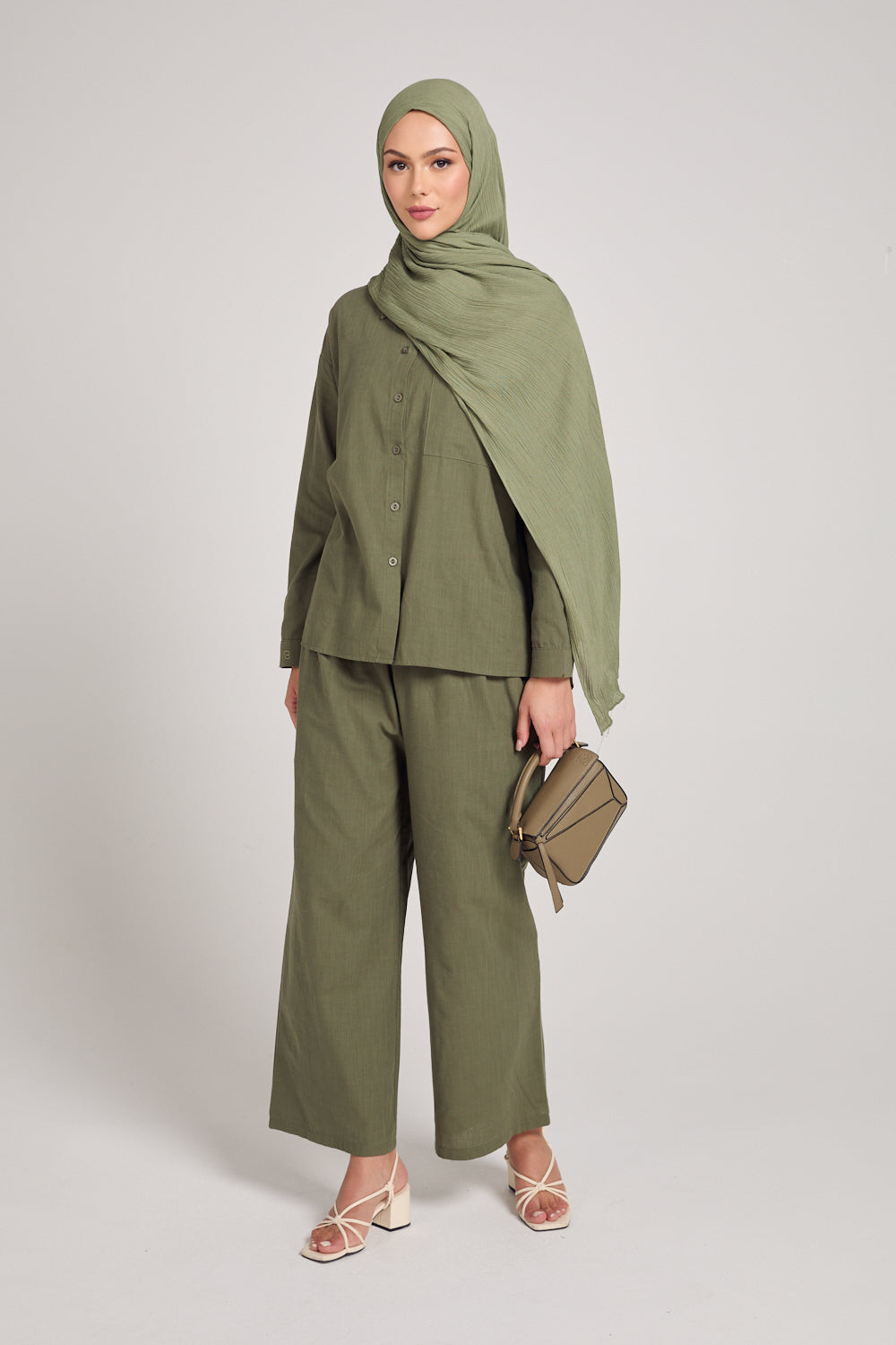 COTTON CO-ORD SET - DUSTY OLIVE