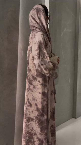 Mauve Marble Print Abaya