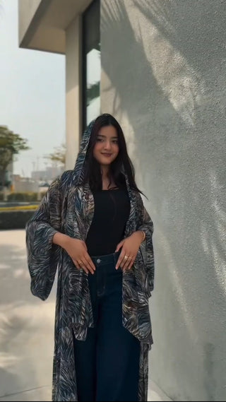 Noorwave Printed Georgette Abaya