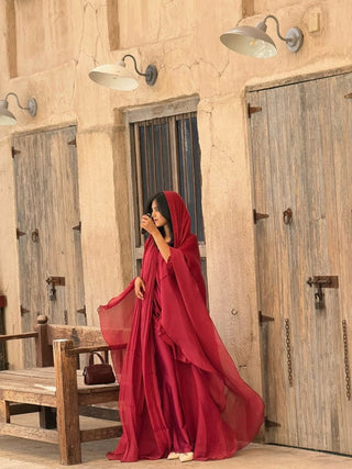 Hana - Kaftan abaya (Burgundy)