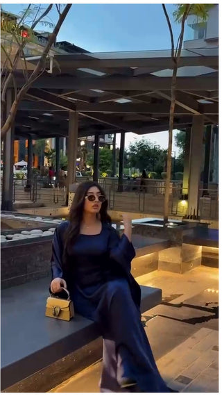 Navy Satin Kaftan