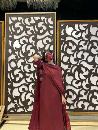 Mulberry Luxe Satin Gown full Sleeves