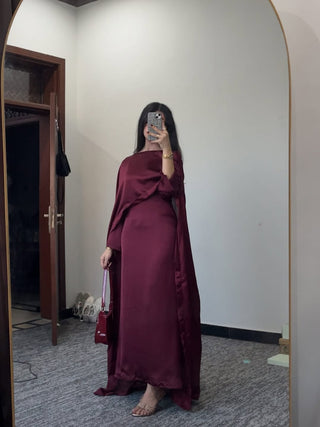Mulberry Luxe Satin Gown full Sleeves