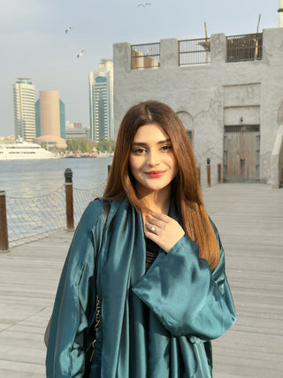 Teal Grace Open Abaya