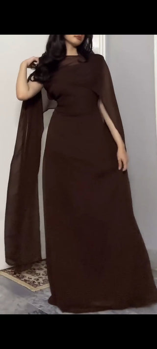 Noir Élan – Luxe Georgette Gown