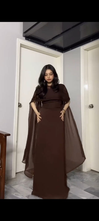 Noir Élan – Luxe Georgette Gown