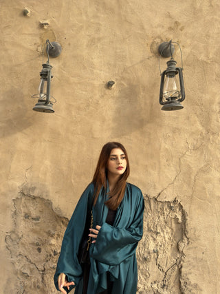 Teal Grace Open Abaya