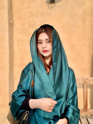 Teal Grace Open Abaya