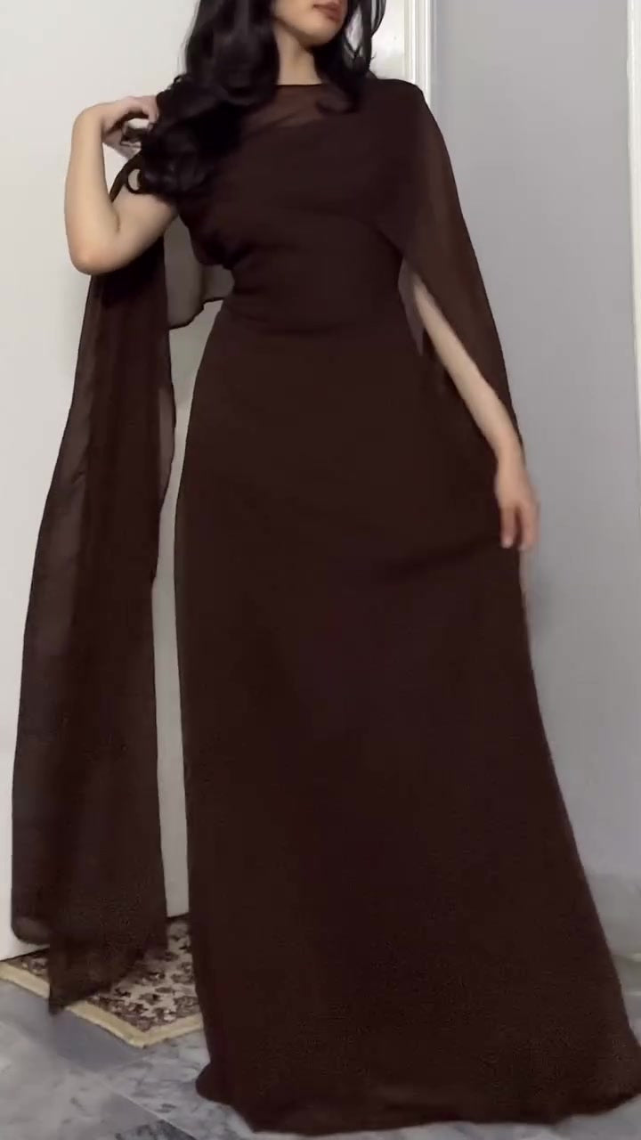 Noir Élan – Luxe Georgette Gown