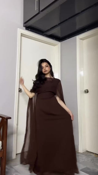 Noir Élan – Luxe Georgette Gown