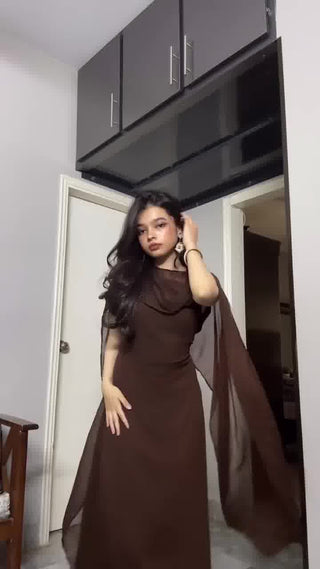 Noir Élan – Luxe Georgette Gown