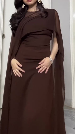 Noir Élan – Luxe Georgette Gown