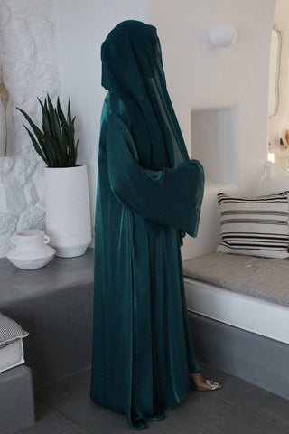 Emerald Shimmer Veil Abaya